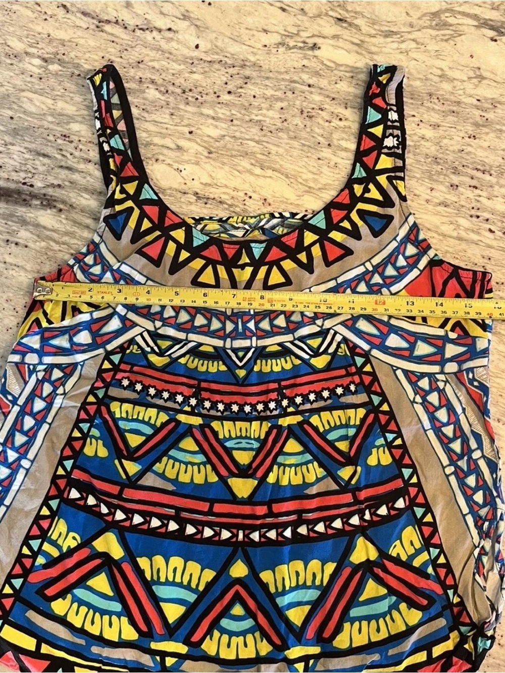 Flying Tomato Tribal Geometric Tank Top in Blue, Yellow, Red, Black & Cream - Picture 7 of 11